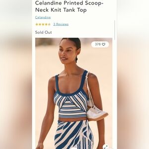 Celandine Blue and White Knit Tank Top